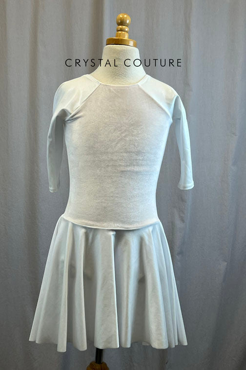 *Brand New* White Velvet 3/4 Length Sleeve Skating Dress
