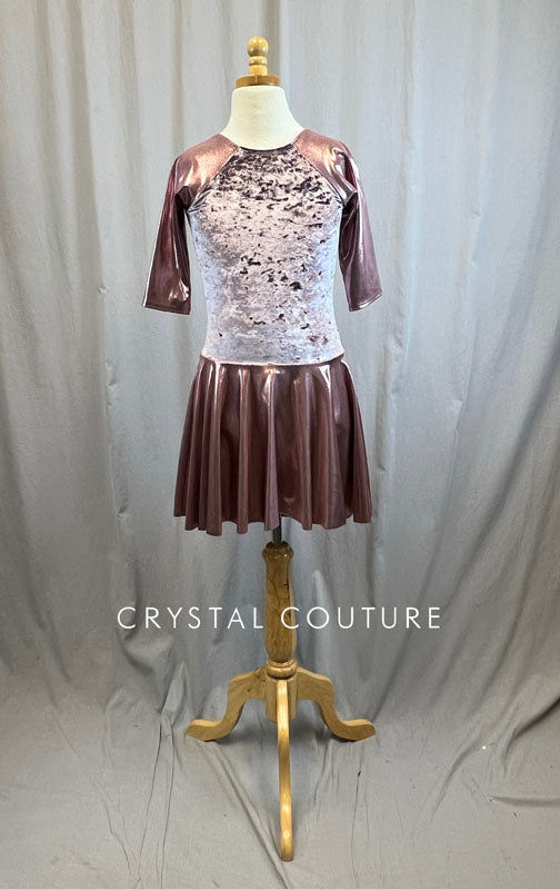 *Brand New* Mauve Crushed Velvet 3/4 Length Sleeve Skating Dress