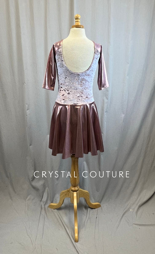 *Brand New* Mauve Crushed Velvet 3/4 Length Sleeve Skating Dress