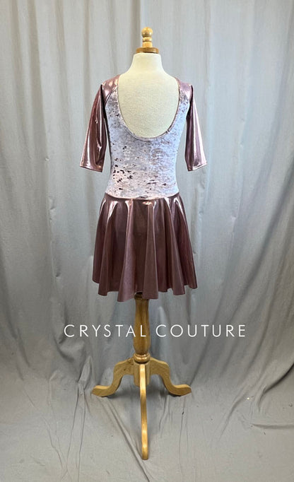*Brand New* Mauve Crushed Velvet 3/4 Length Sleeve Skating Dress