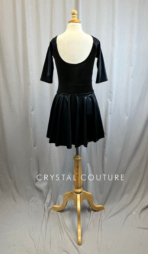 *Brand New* Black Velvet 3/4 Length Sleeve Skating Dress