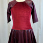 *Brand New* Burgundy Velvet 3/4 Length Sleeve Skating Dress