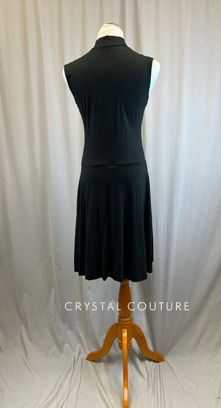 *Brand New* Black Cotton Mock Neck Loose High Slit Dress