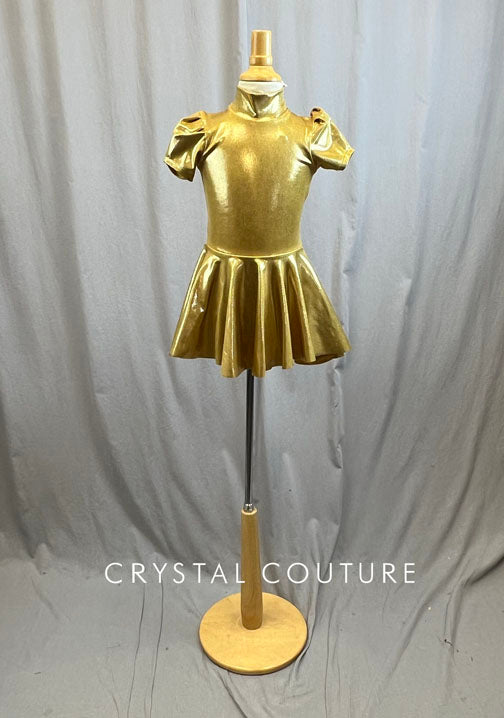 *Brand New* Metallic Gold Mock Neck Cap Sleeve Dress