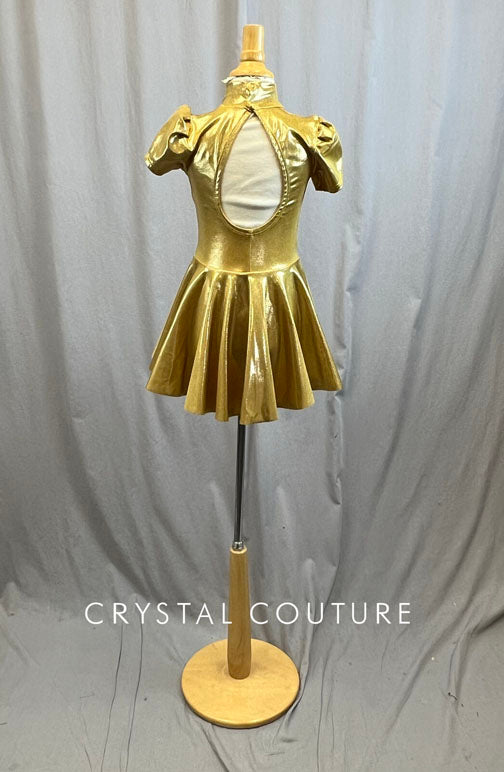 *Brand New* Metallic Gold Mock Neck Cap Sleeve Dress