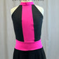 *Brand New* Mock Neck Neon Pink and Black Color Block High Slit Dress