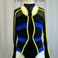 Black/Royal Blue/Neon Yellow Long Sleeve Leotard
