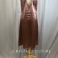 Copper Mock Neck Long Satin Dress