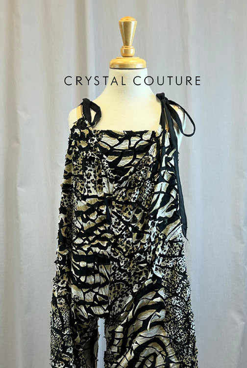 Animal Print Tie Overall Set