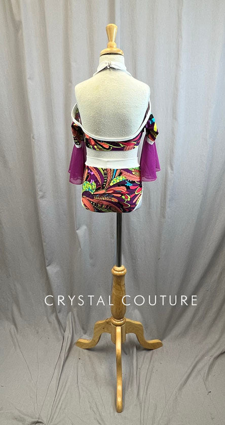 Hippie Leotard with Flowy Sleeves -Sequins, Rhinestone Buckle