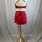 Custom Metallic Red Sequin and Beaded Fringe Lycra Dress -Rhinestones