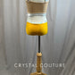 Mustard Yellow Cutout Velvet Leotard with Metallic Silver Outline -Rhinestones
