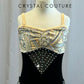 Nude and Black Velvet Sequined Leotard -Rhinestones, Appliques, Brooch