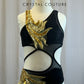 Matte Metallic Black Bra and Brief Set -Appliques