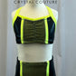 Neon Yellow and Matte Metallic Black Bra and Brief Set -Accessories
