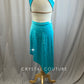 Aqua Sweetheart Fitted Asymmetrical Dress with High Slit -Rhinestones