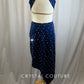 Navy Sweetheart Fitted Asymmetrical Dress with High Slit- Rhinestones