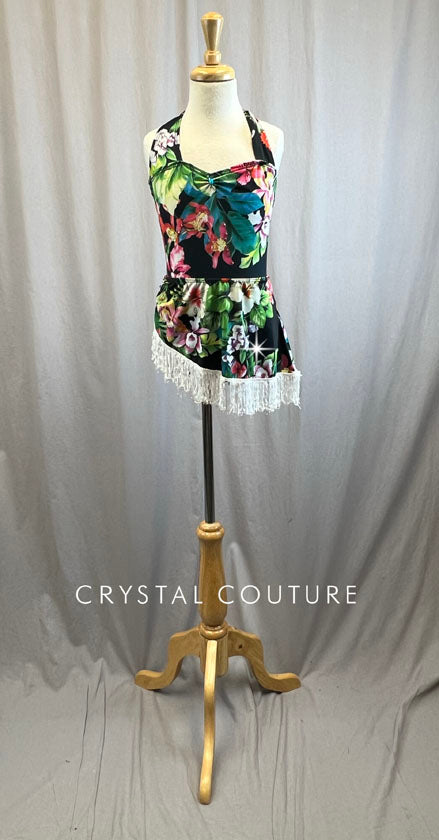 Hawaiian Style Bathing Suit with Skirt -Rhinestones