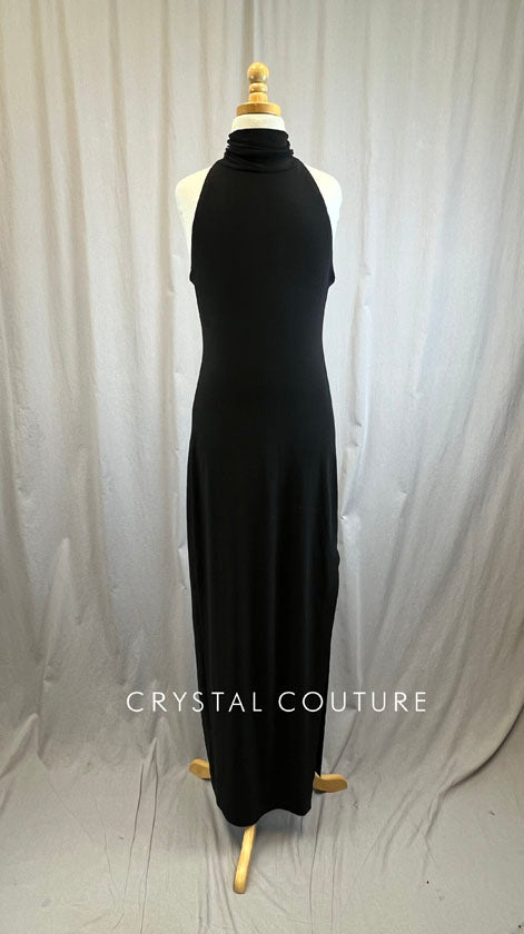 Long Mock Neck Black Dress