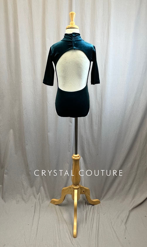 Dark Teal Velvet 3/4 Length Sleeve Leotard