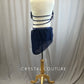 Custom Navy Ruffle Mesh Strappy Cut Out Dress -Rhinestones, Hairpiece