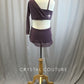 Custom Mauve Mesh Single Long Sleeve Skirt Set -Rhinestones