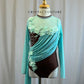 Mint Green and Chocolate Brown Leotard with Skirt -Rhinestones, Appliques, Hairpiece