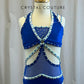 Metallic Royal Blue and Mint Strappy Leotard -Rhinestones