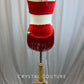 Custom Red Cut-Out Leotard With Fringe -Rhinestones