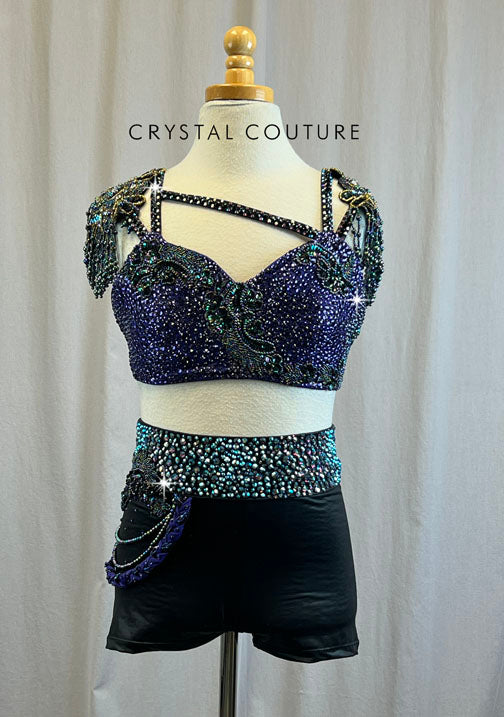 Custom Purple And Black Beaded Set -Rhinestones, Appliques, Accessories