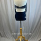 Navy Halter Mesh Mock Neck Top and Brief Set -Rhinestones, Applique, Accessories