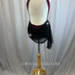 Burgundy and Nude Mesh Mock Neck Leotard, Black Mesh Skirt-Rhinestones, Appliques