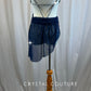 Light Grey Antique Detailed Velvet Leotard With Navy Mesh Skirt