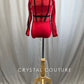 Red and Black Caged Waist Long Sleeve Leotard