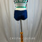 Custom Navy and Kelly Green Strappy Leotard -Rhinestones