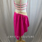 Custom Neon Pink Strappy Bra and Brief Set with Attached Skirt -Rhinestones