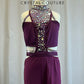 Custom Plum Cut Out Unitard with Mesh Bottoms -Rhinestones