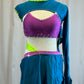 Custom Dark Teal/Purple/Neon Green Single Sleeve Set -Rhinestones