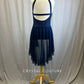 Custom Navy Lace and Mesh Halter Dress -Rhinestones
