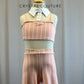 Custom Peach and White Pinstripe Suit Set -Rhinestones