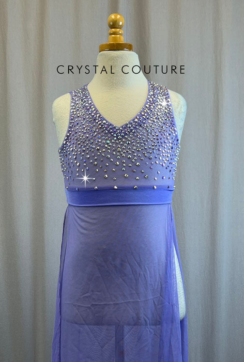 Long Lavender Mesh OVerlay Dress -Rhinestones