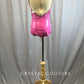 Pink Latex Leotard with Bow -Rhinestones