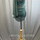 Sea Green Leotard with Draping Mesh Accents and Skirt -Rhinestones, Appliques