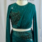 Green Mesh Long Sleeve Top and Brief Set - Rhinestones