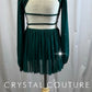 Green Mesh Long Sleeve Top and Brief Set - Rhinestones