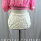 Pink and Ivory Crop Top and Brief Set - Rhinestones