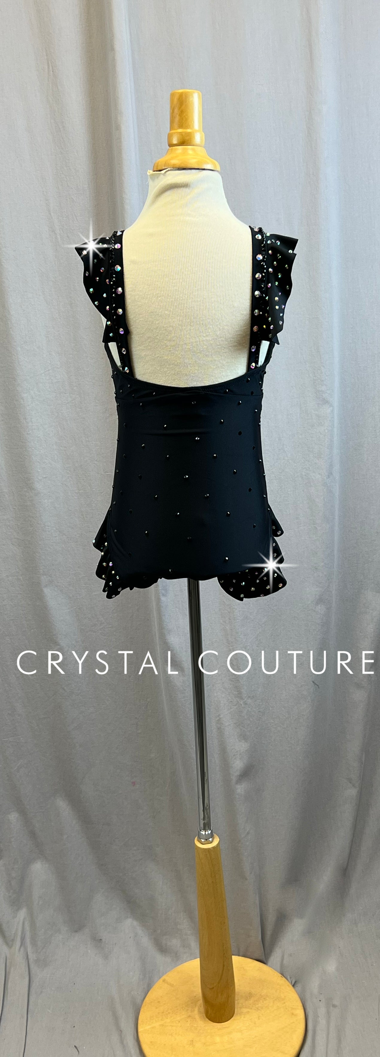 *Brand New* Black Ruffle Leotard - Rhinestones