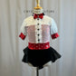 White, Red and Black Leotard with Half Skirt - Rhinestones
