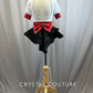 White, Red and Black Leotard with Half Skirt - Rhinestones