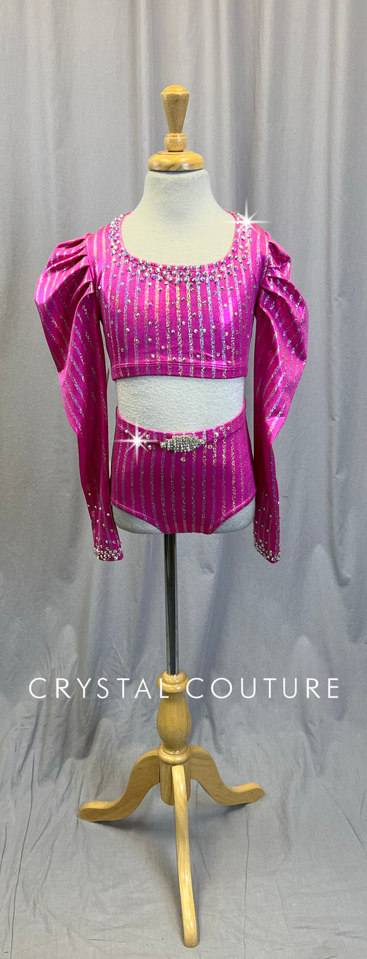 Pink with Silver Pinstripe Long Sleeve Two Piece
